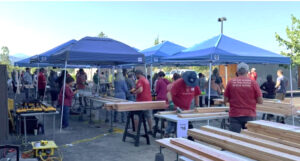 Sleep in Heavenly Peace bed building day at Evergreen's Bear Hotel
