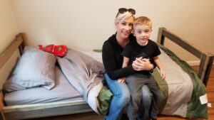 Recipients of a bed from Sleep in Heavenly Peace